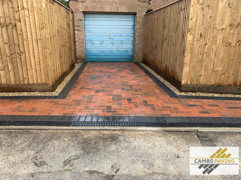 completed block paving garage driveway in Histon Cambridgeshire
